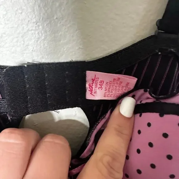 Y2k pink and black pinstripe coquette baby doll 35b - Picture 6 of 6